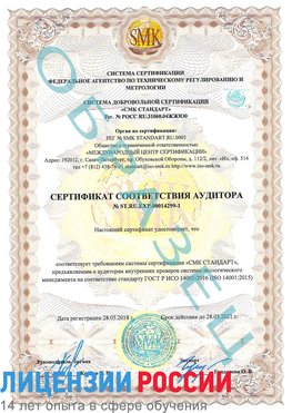 Образец сертификата соответствия аудитора №ST.RU.EXP.00014299-1 Зерноград Сертификат ISO 14001